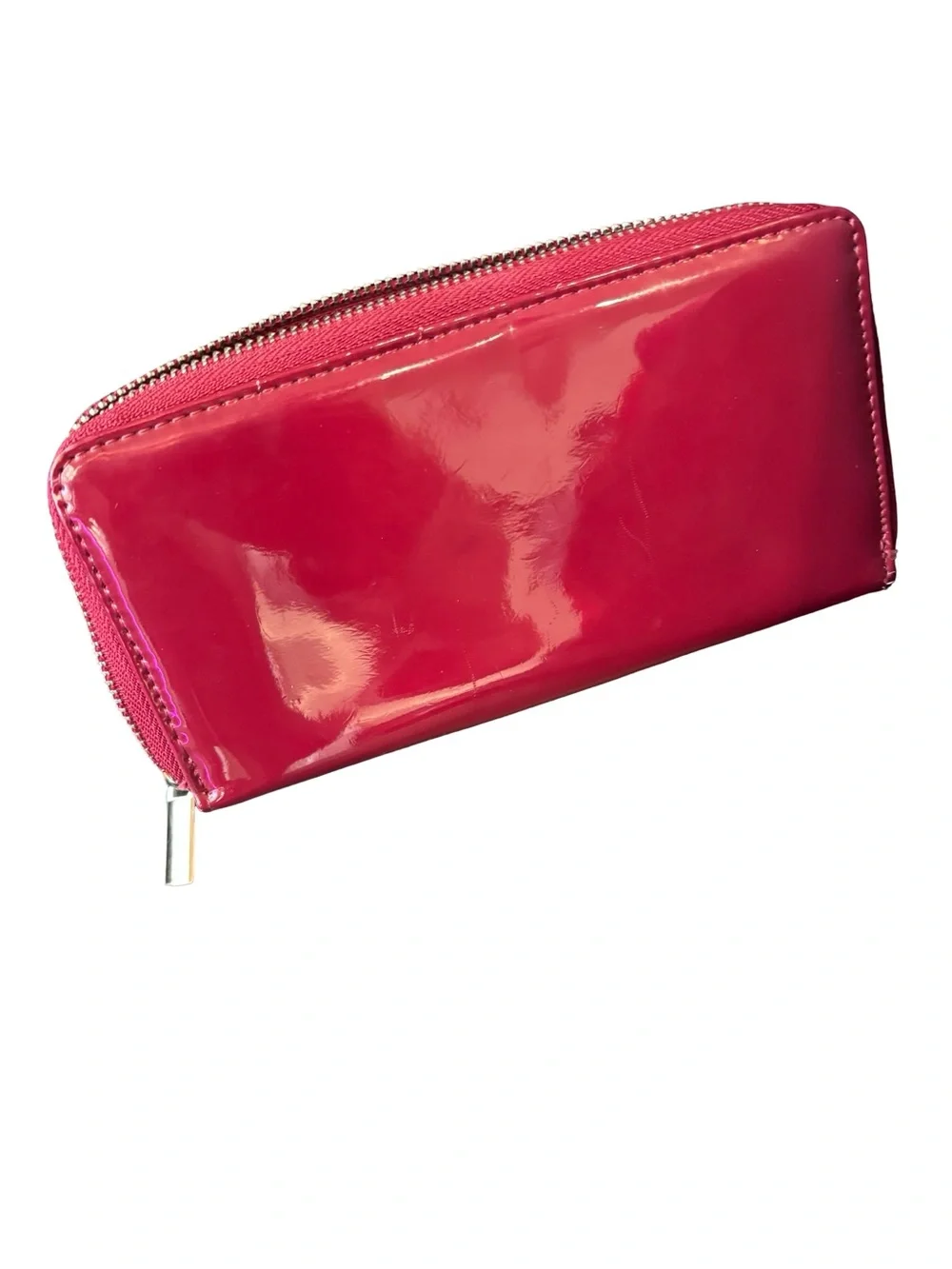 Women's Patent Zip Wallet - Hot Pink
